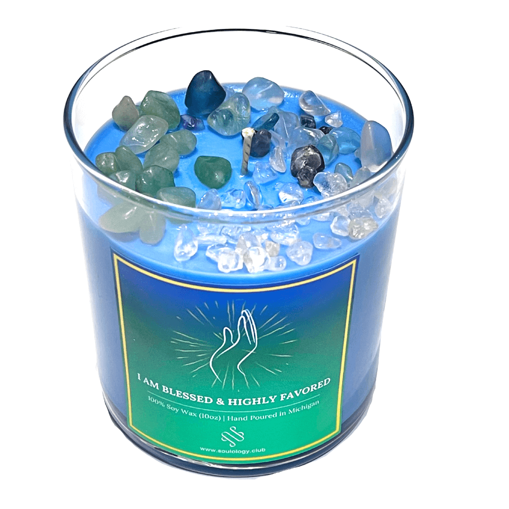 Blessed & Highly Favored Manifestation Crystal Candle - Blessings in Abundance