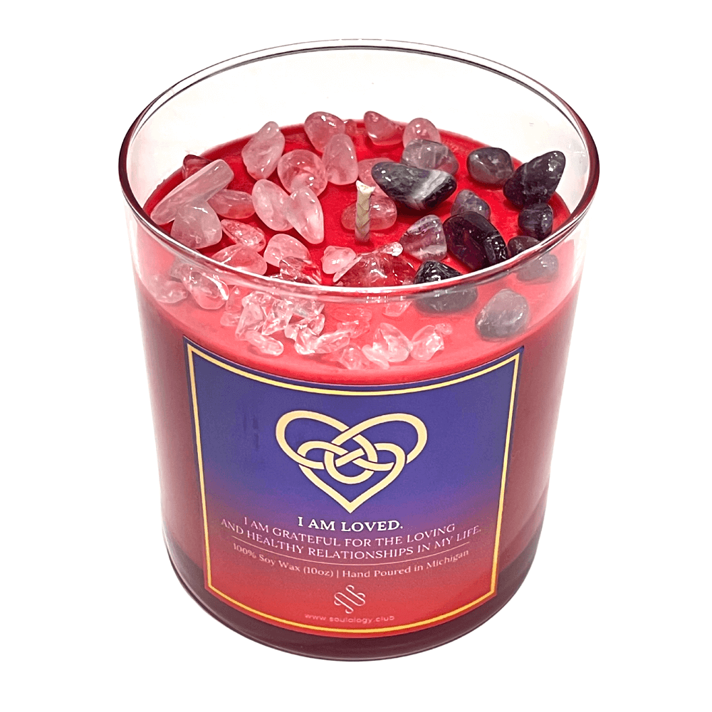 I Am Loved Crystal Manifestation Candle - Love Manifestation