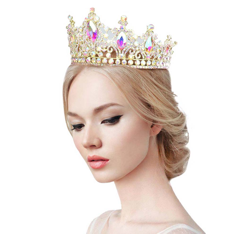 Oval Crystal Accented Pageant Crown Tiara