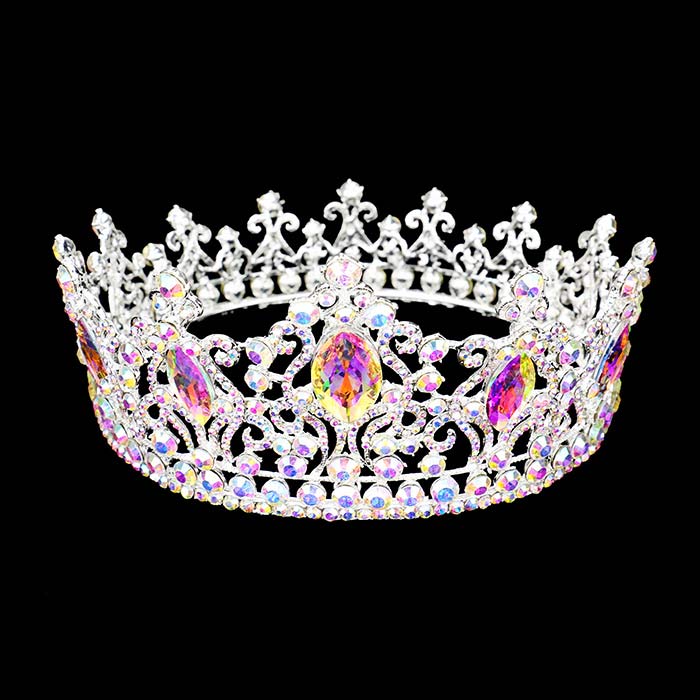 Oval Crystal Accented Pageant Crown Tiara
