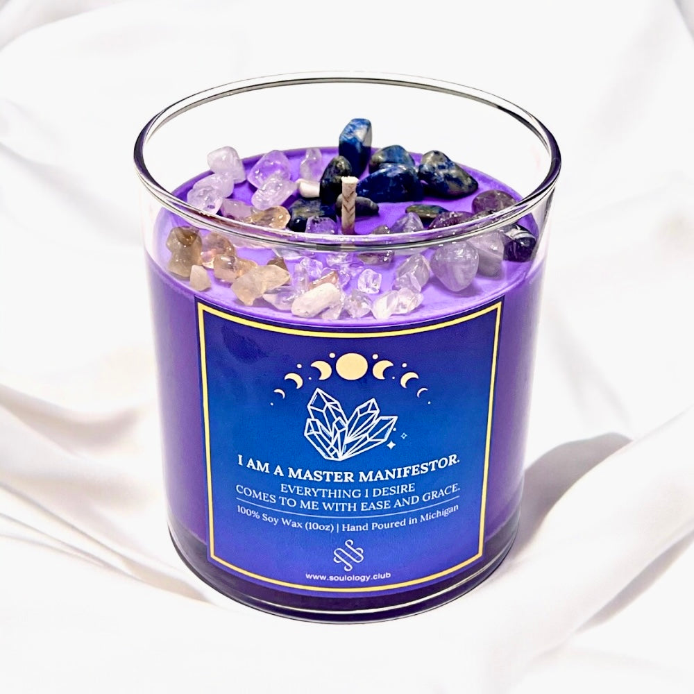 Master Manifestor Crystal Manifestation Candle - Manifestation Accelerator