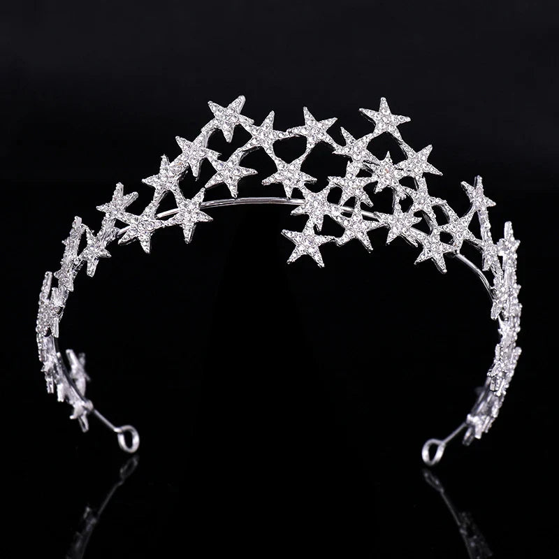 Crystal Star Tiara Crown Headband Hairpiece