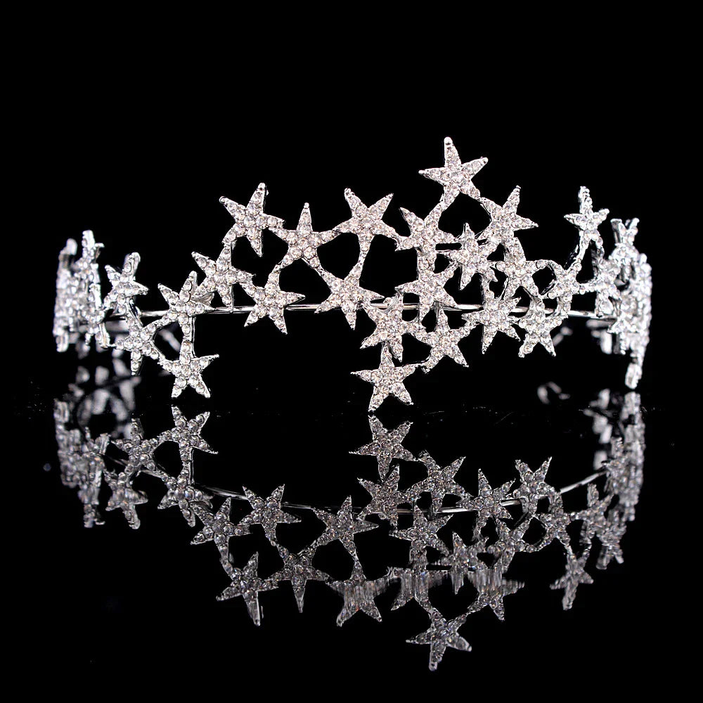 Crystal Star Tiara Crown Headband Hairpiece