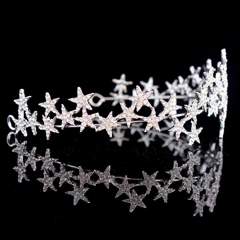 Crystal Star Tiara Crown Headband Hairpiece