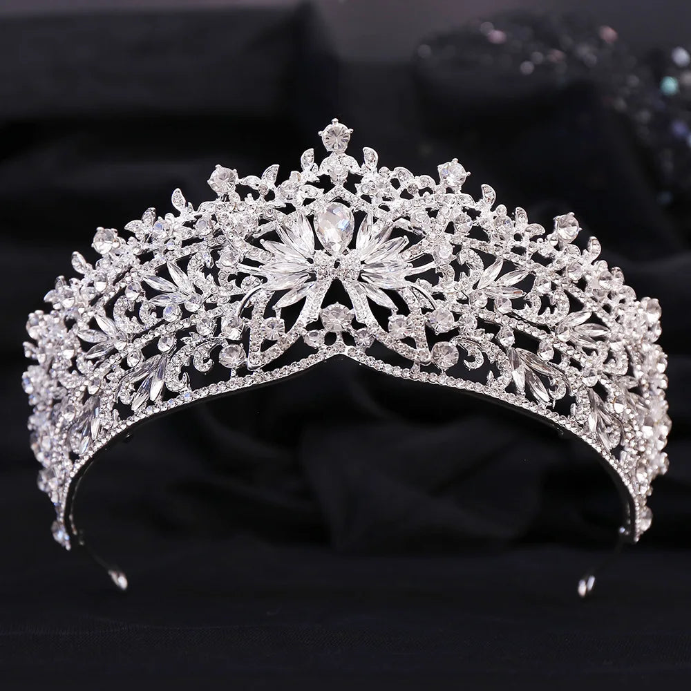 Baroque Rhinestone Butterfly Tiaras For Women Wedding Party Luxury Elegant Blue Red Crystal Crown Pageant Diadem Hair Accessories